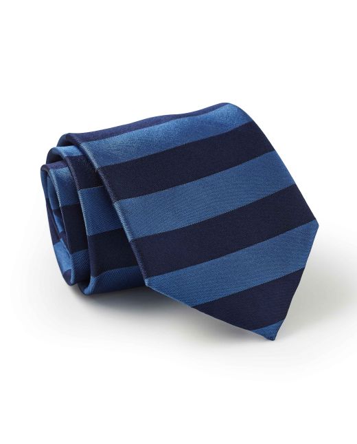 Blue Navy Stripe Silk Tie - MTI477BLN