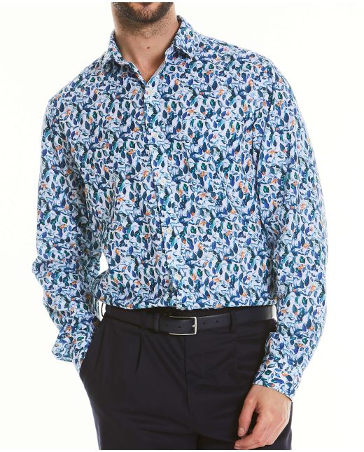 Floral Print Linen-Blend Shirt - Model Shot - 1395FLR