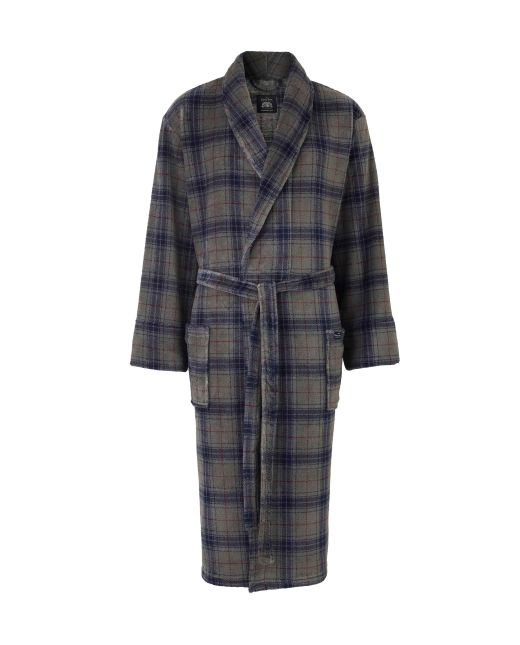 Green Navy Red Check Fleece Supersoft Dressing Gown  - MDG1028GNR
