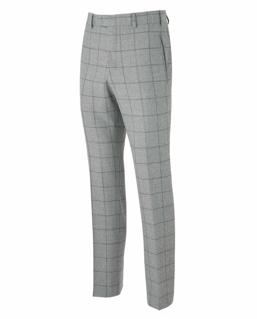 Grey Navy Check Wool Suit Trousers - MFT358GRY - Small Image 280x344px