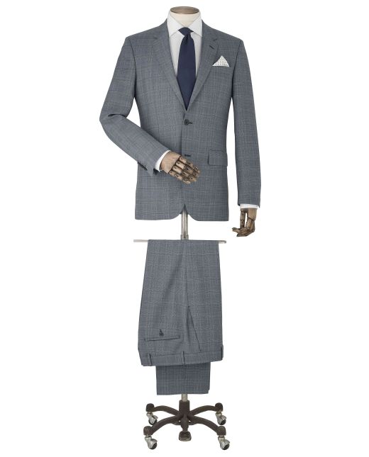 Grey Windowpane Check Tailored Suit - MSUIT356GRY