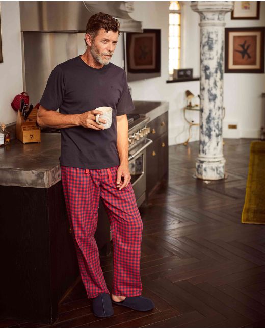 Red Blue Gingham Brushed Cotton Lounge Pants