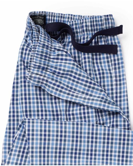 Navy Blue Multi Check Cotton Lounge Pants - Waist Detail - MLP1043NAB