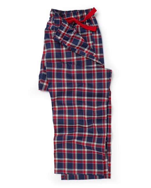 Navy Red Check Brushed Cotton Lounge Pants - MLP1046NAR