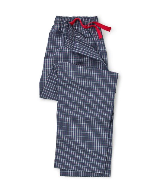Navy Red White Check Cotton Lounge Pants - MLP1069NRW