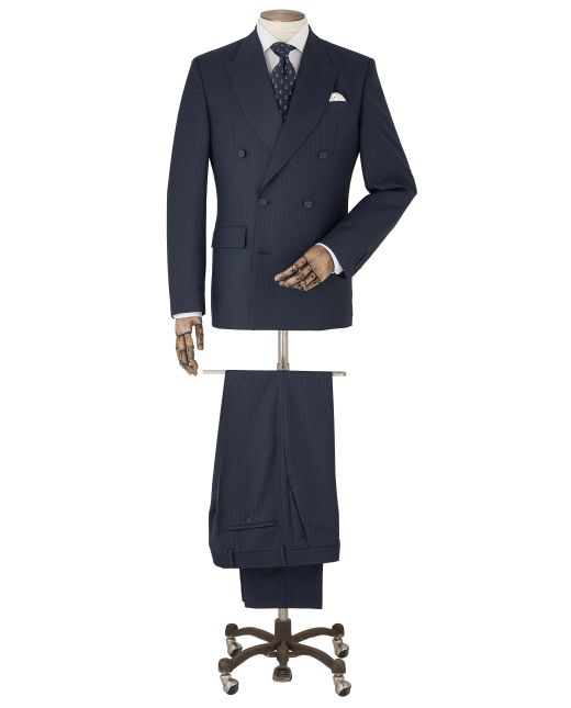 Navy Stripe Double-Breasted Suit - MSUIT353NAV