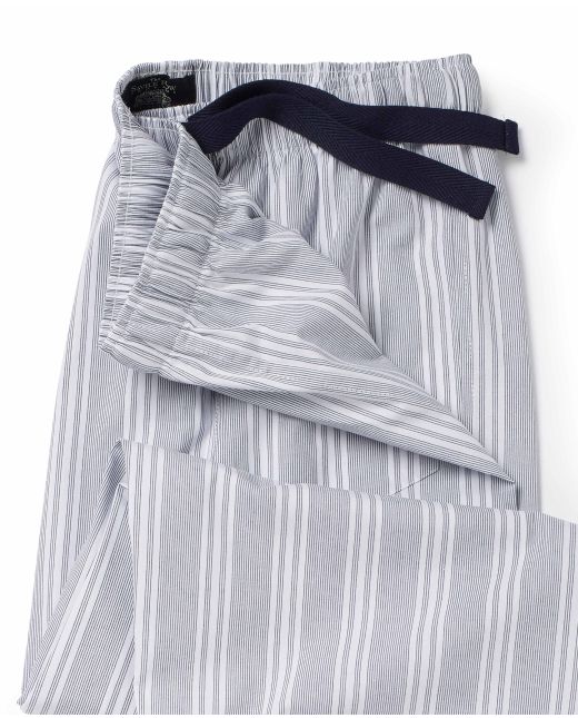 Navy White Fine Stripe Lounge Pants - Waist Detail - MLP1041WHN