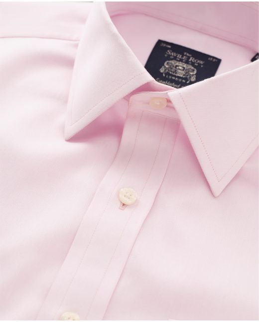 Pink Twill Classic Fit Non-Iron Shirt - Double Cuff - Collar Detail - 2030PNK