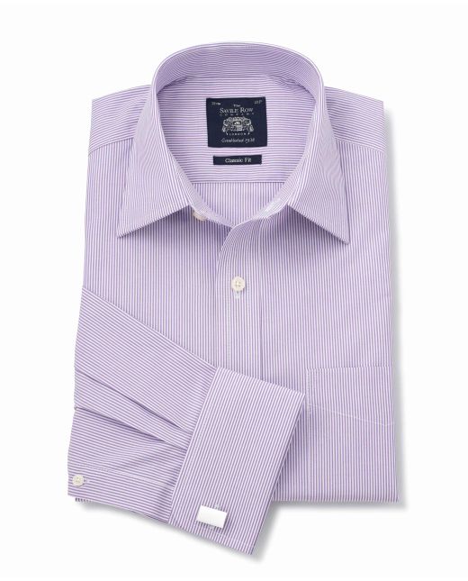 Purple Bengal Stripe Classic Fit Shirt - Double Cuff - 1348PUR