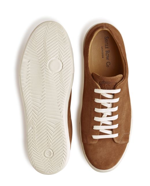 Tan Suede Trainers - Overhead And Sole Shot - MSH773TAN