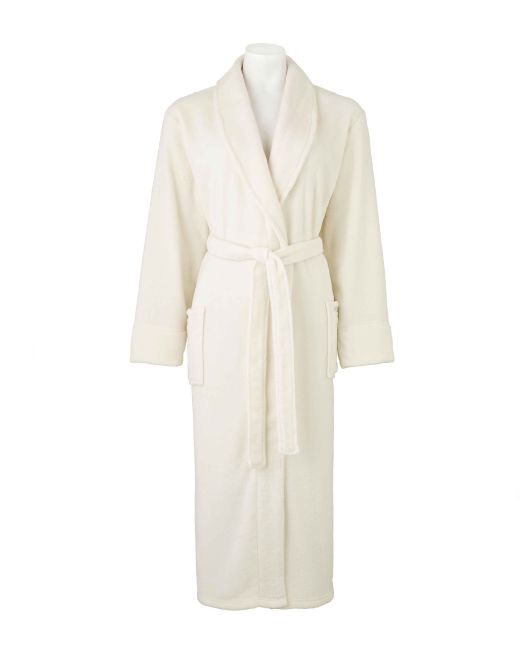 Women's Cream Fleece Supersoft Dressing Gown  - LDG1007CRM