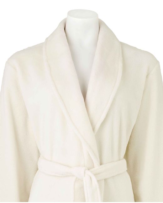 Women's Cream Fleece Supersoft Dressing Gown  - Collar Detail - LDG1007CRM