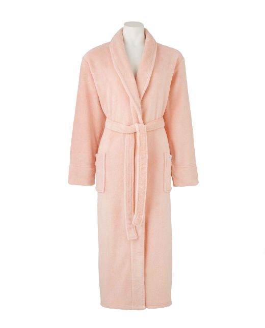 Women's Dusky Pink Fleece Supersoft Dressing Gown  - LDG1007PNK