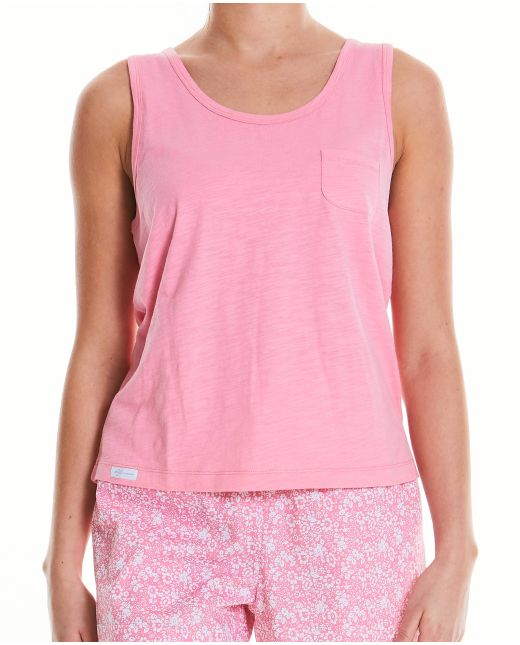 Women's Pink Textured Cotton Jersey Vest Model Shot - LVS1006PNK