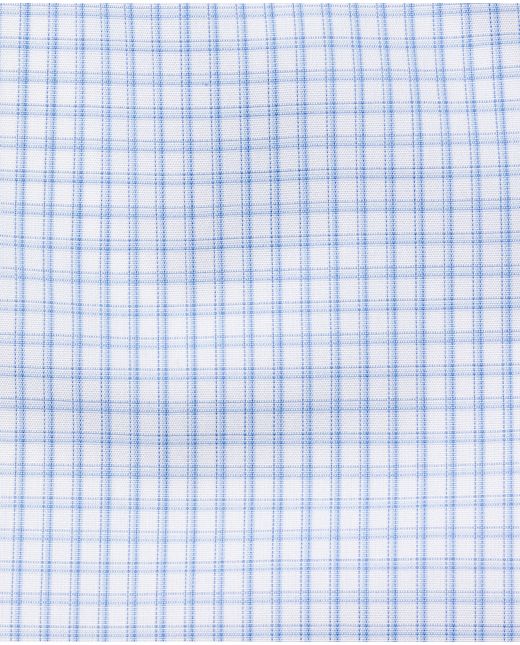 Jack Blue Grid Check Made To Measure Shirt FABRIC DETAIL