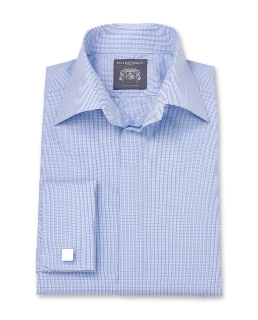 Lewis Blue Fine Check Made To Measure Shirt