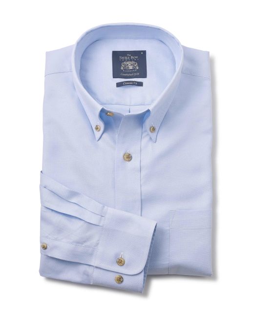 Light Blue Classic Fit Oxford Shirt - 1188BLU - Large Image