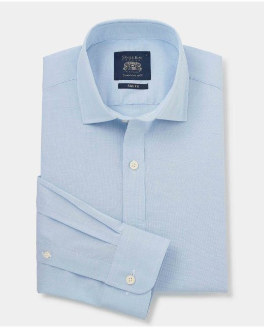 Light Blue Stretch Cotton Slim Fit Smart Casual Shirt