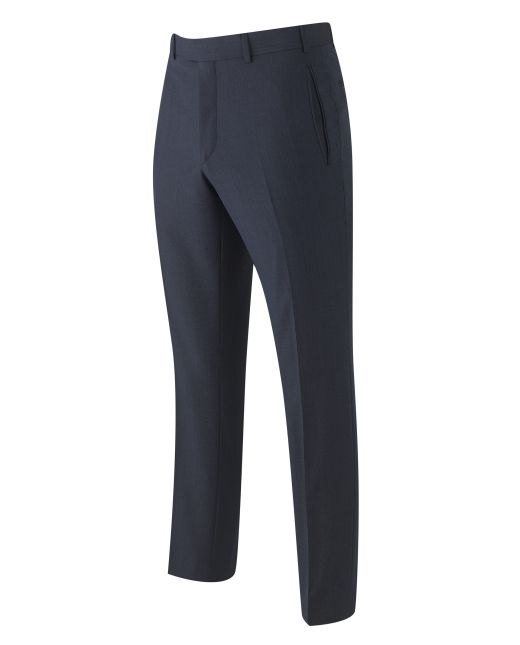 Limited Edition Navy Sharkskin Wool Tailored Suit Trousers