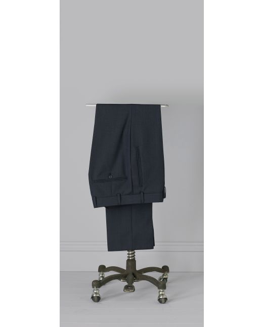 Limited Edition Navy Sharkskin Wool Tailored Suit Trousers