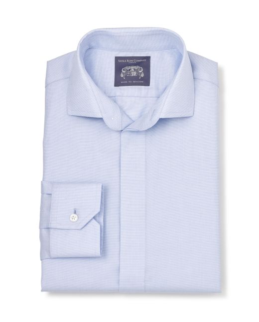 Louis Blue Dobby Made To Measure Shirt - Large Image