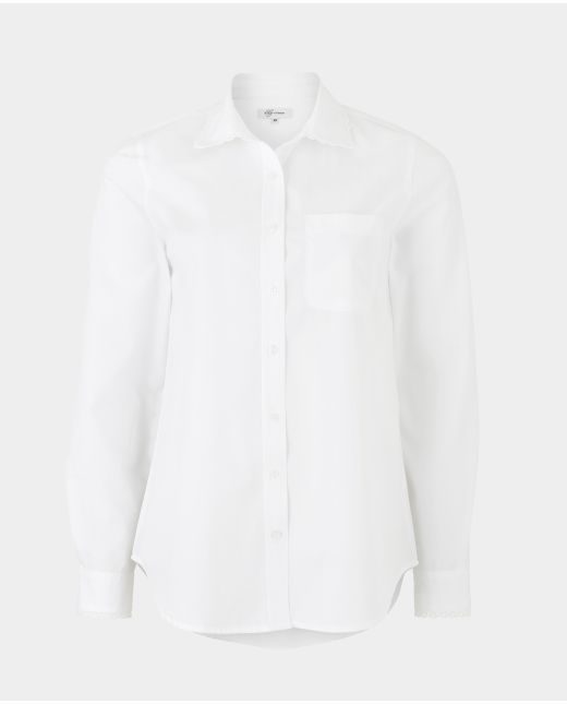 Women's White Semi-Fitted Shirt With Lace Detail