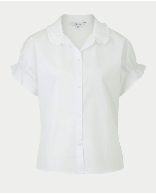 Women's White Twill Semi-Fitted Sleeveless Shirt