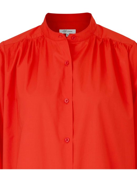 Women's Red Poplin Loose Fit Shirt