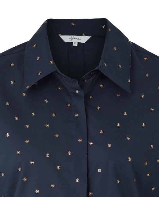 Women's Navy Semi-Fitted Snowflake Print Shirt