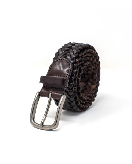 Brown Plaited Leather Belt