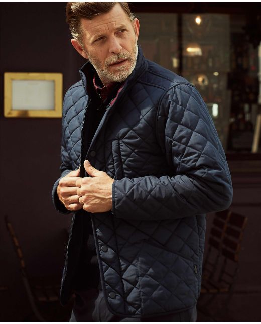 Navy Quilted Jacket with Recycled Outer
