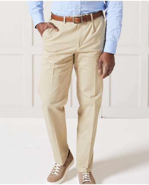 Stone Pleat Front Stretch Cotton Classic Fit Chinos - MCT331STN - Large Image