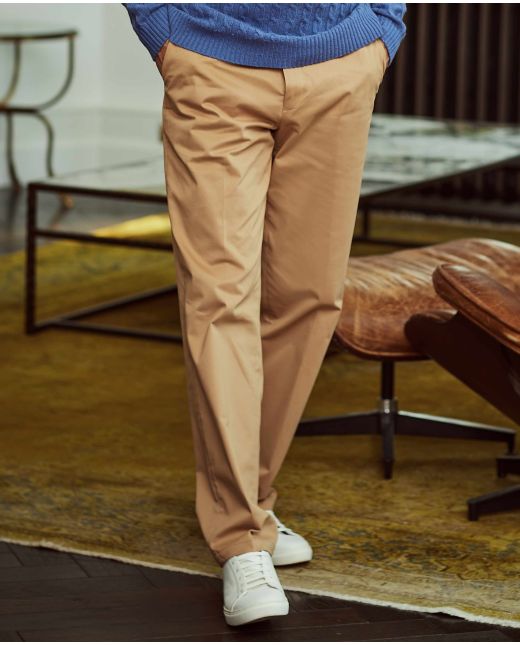 Tan Pleat Front Stretch Cotton Classic Fit Chinos - MCT331TAN - Large Image