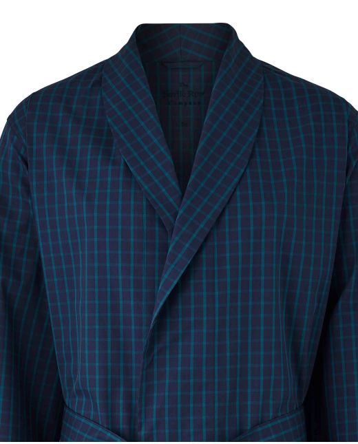 Navy Green Check Dressing Gown