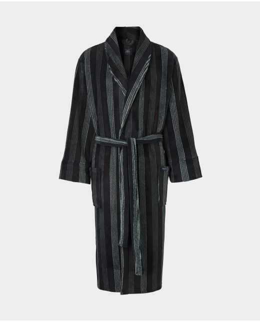 Black Grey Stripe Super Soft Dressing Gown