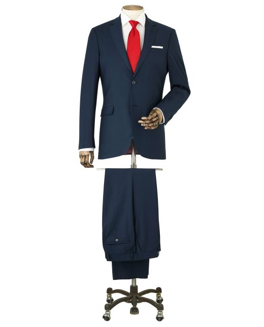 Navy Wool-Blend Tailored Suit