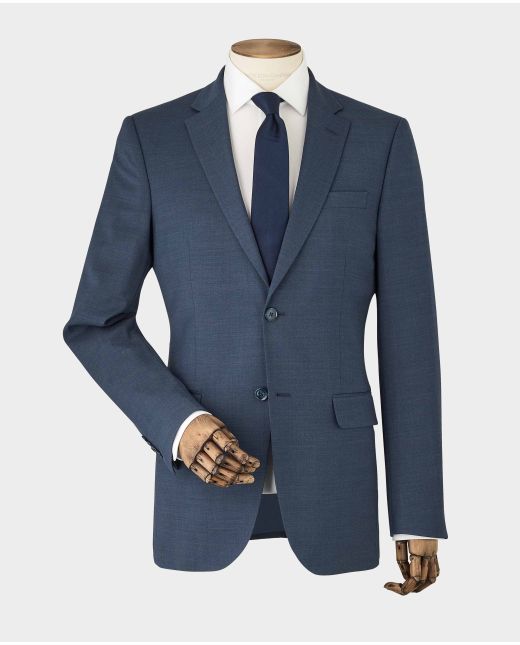 Dark Blue Wool-Blend Tailored Suit Jacket