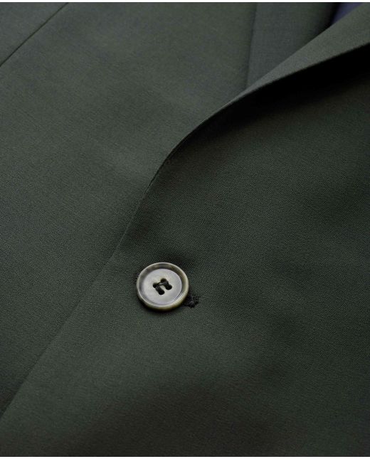 Olive Green Wool-Blend Suit Jacket