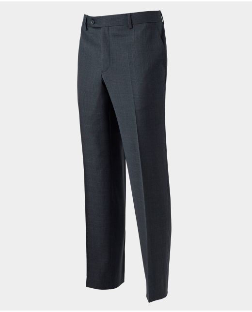 Navy Wool-Blend Prince of Wales Check Suit Trousers