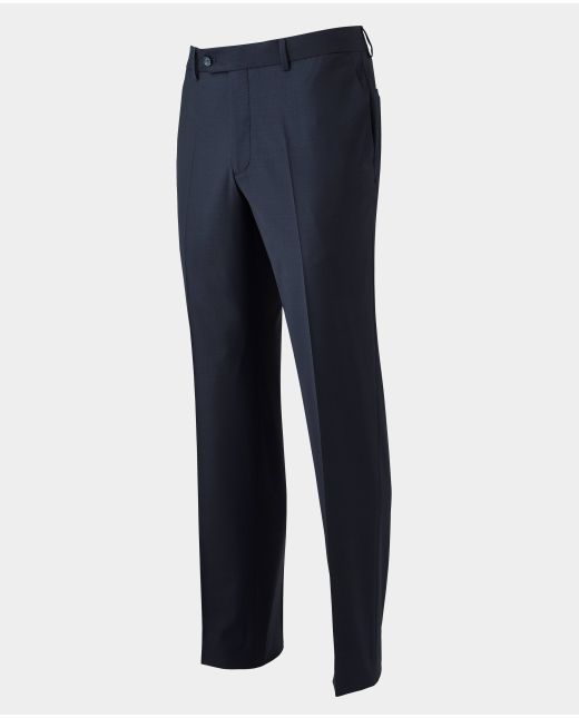 Navy Wool-Blend Suit Trousers