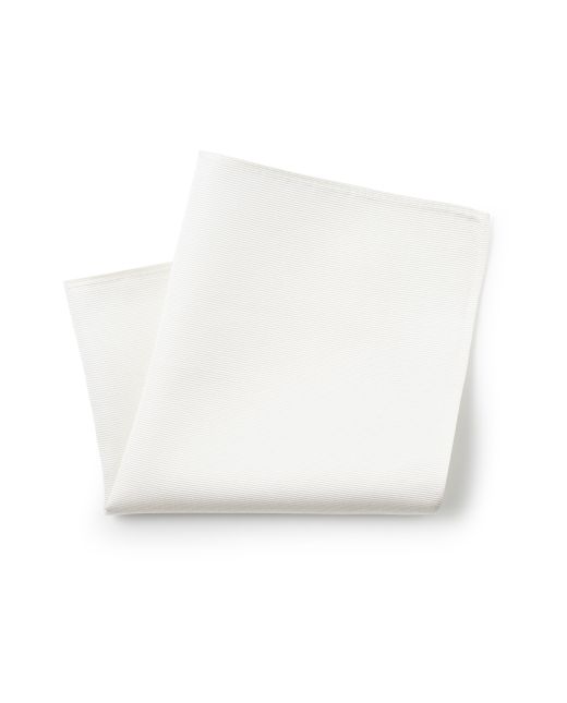 White Fine Twill Silk Pocket Square
