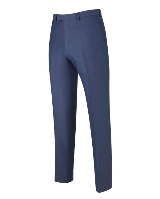 Mid Blue Tailored Business Trouser - MFT515BLU Collar Detail - Large Image