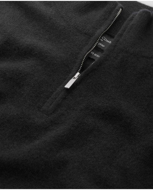Black Wool Cashmere Zip Neck Jumper