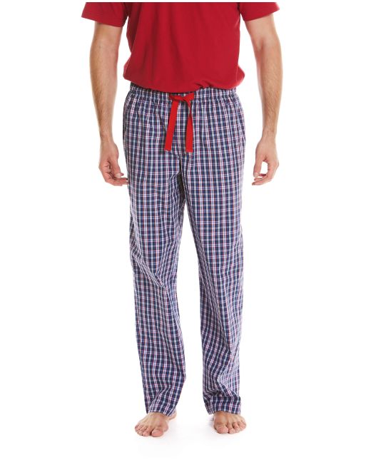 Navy Blue Red White Checked Cotton Lounge Pants