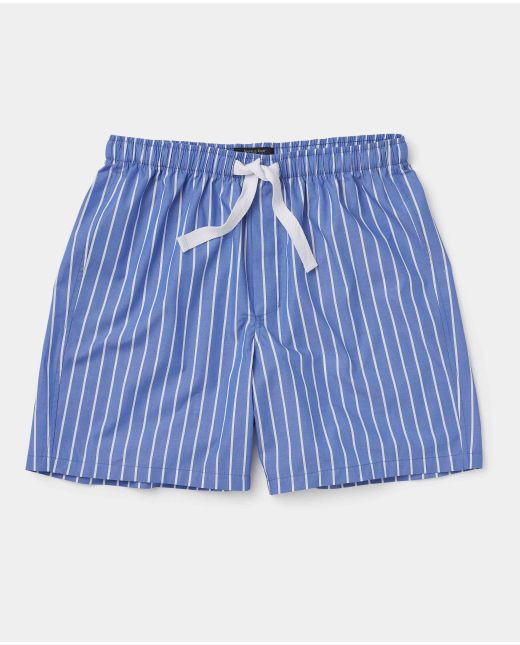 Blue Stripe Cotton Lounge Shorts