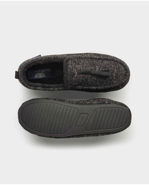 Black Charcoal Textured Tassel Moccasin Slippers