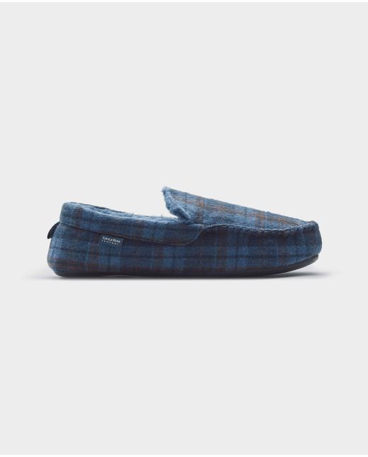 Blue Check Moccasin Slippers