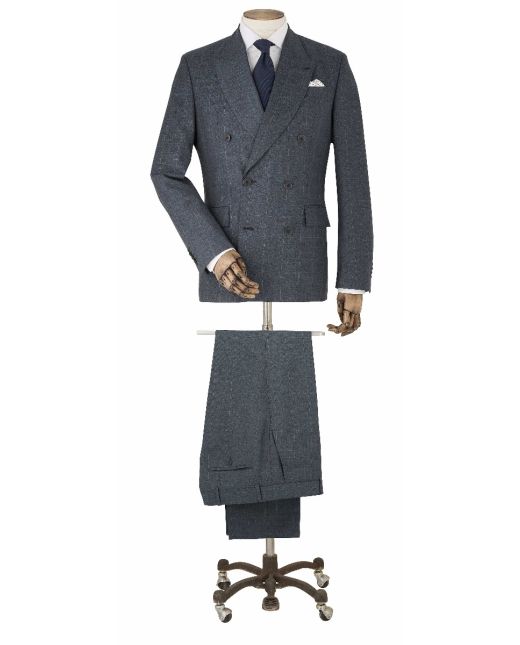 Grey Check Double-Breasted Suit - MSUIT355AFG
