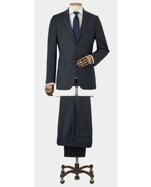 Navy Wool-Blend Prince of Wales Check Suit
