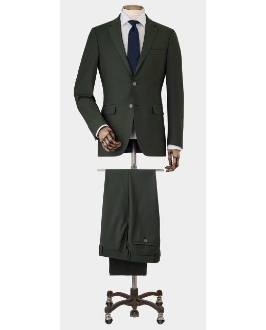 Olive Green Wool-Blend Suit